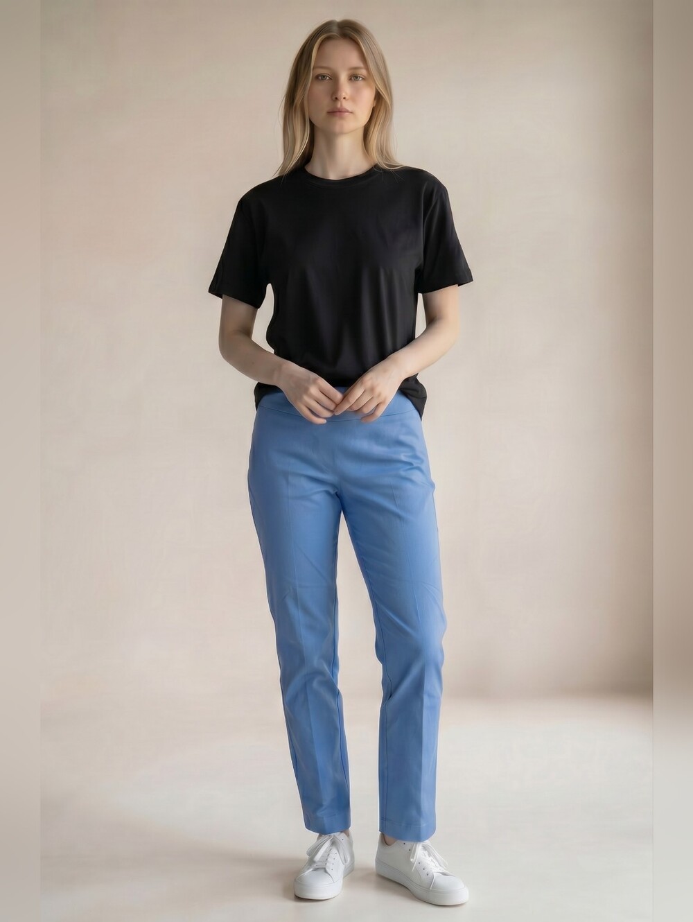 J.McLaughlin Blue Stretch The Perfect Pant Size 6 Mid Rise Straight Leg Trousers